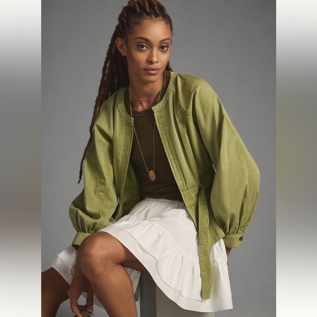 Nwt Anthropologie Belted Utility Jacket In Moss